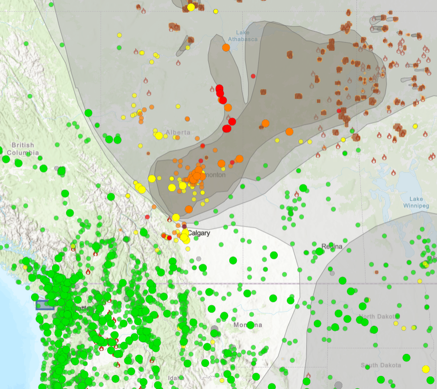 Air Now fire and smoke map